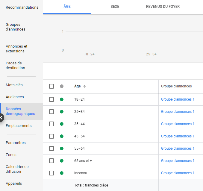 Critères de ciblage démographique Google Ads