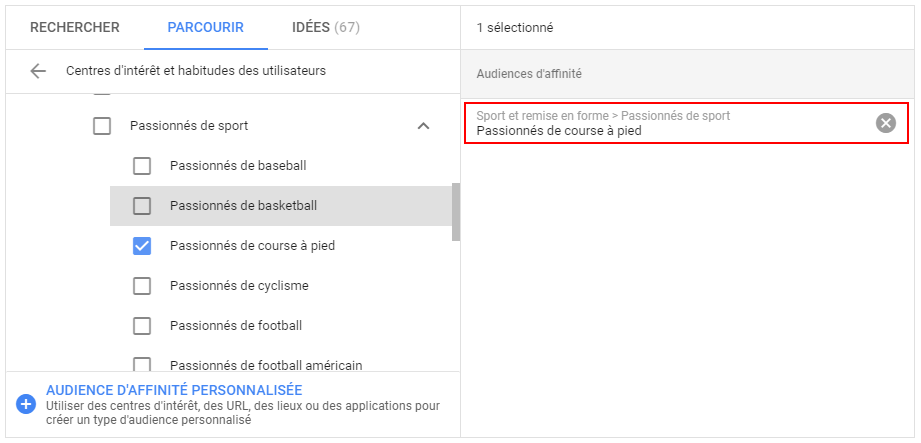 Audiences Google Ads par affinités