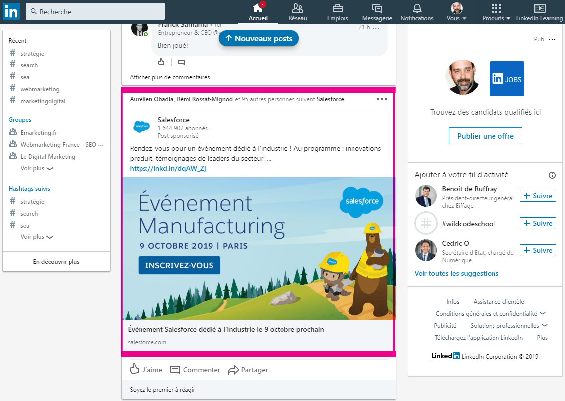 Publicité sur Linkedin