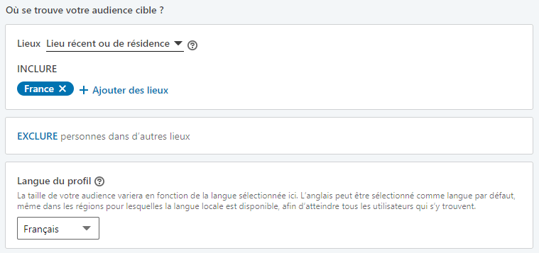 Ciblages LinkedIn Ads